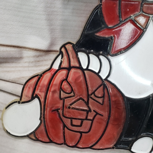 New Design Halloween Black White Cat & Pumpkin Plastic Sun Catcher Window 8 Inch - Picture 3 of 8